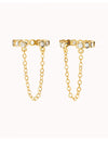 Boucles d'oreilles conques avec zircones cubiques et chaîne pendante - Faux piercing