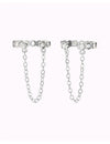 Boucles d'oreilles conques avec zircones cubiques et chaîne pendante - Faux piercing
