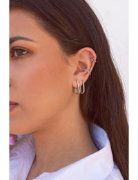 Boucles d'oreilles manchettes d'oreille conque avec zircons sertis à 4 griffes