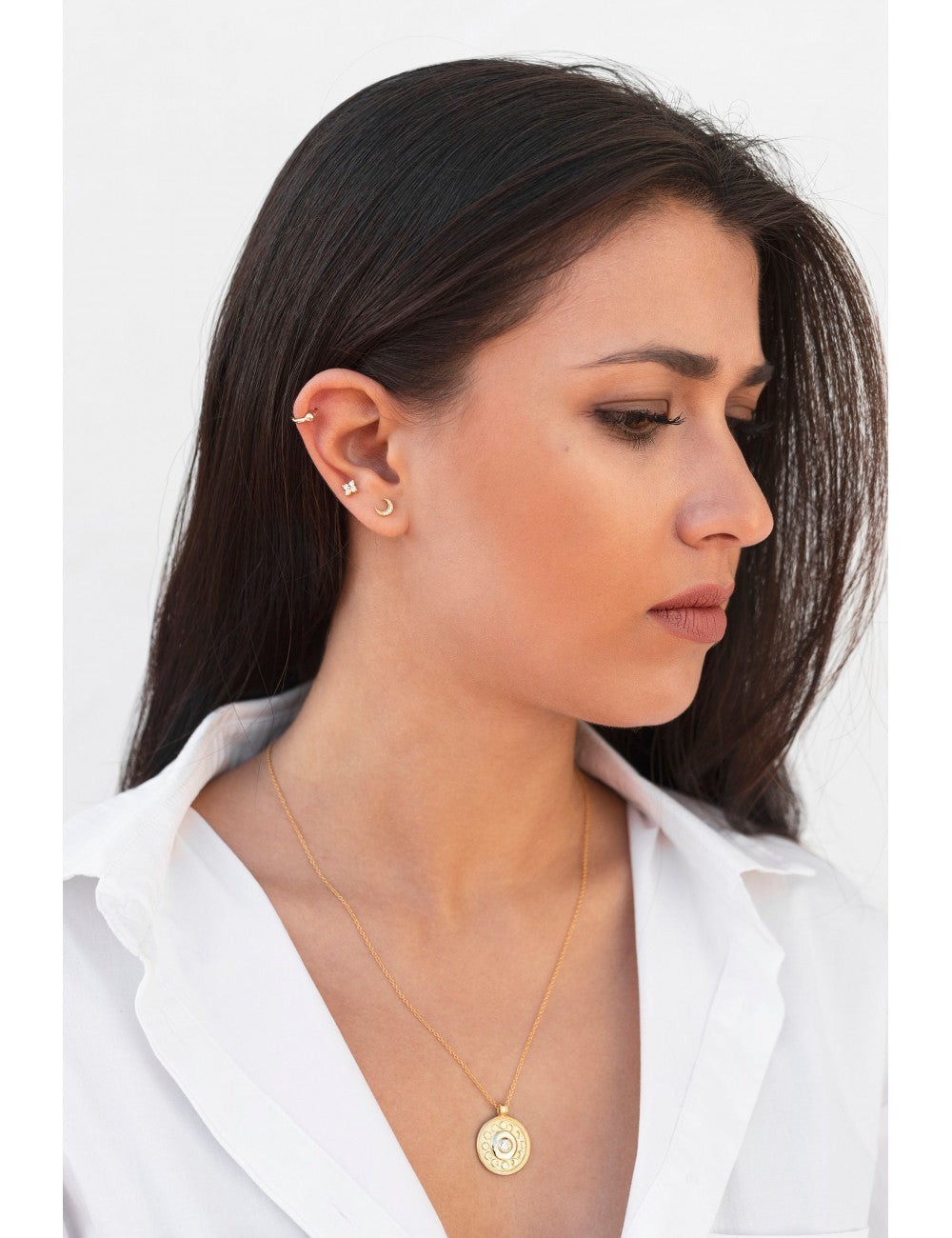 Pendientes stud en forma de luna - Tamaño mediano