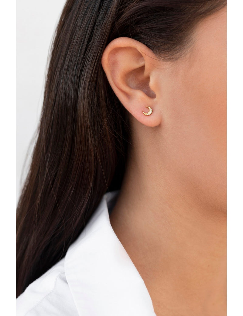 Pendientes stud en forma de luna - Tamaño mediano