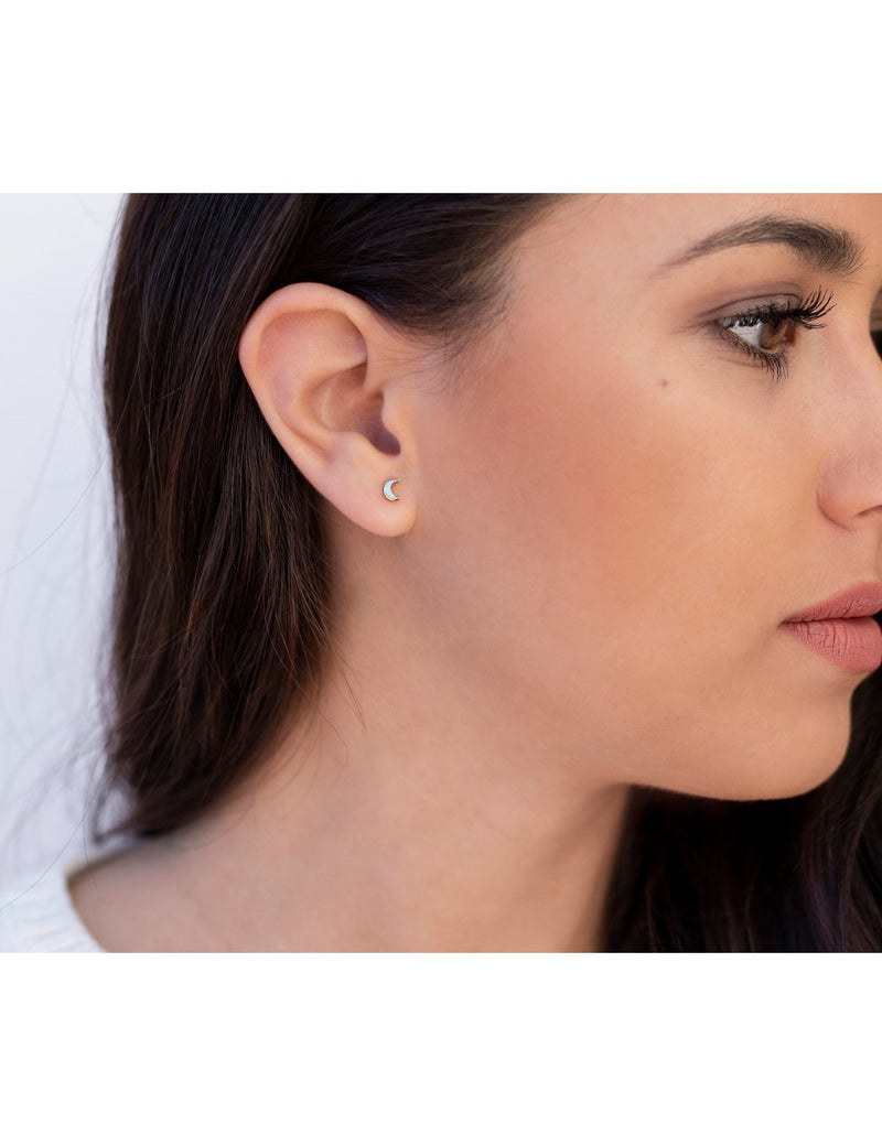 Crescent Moon Stud Earrings