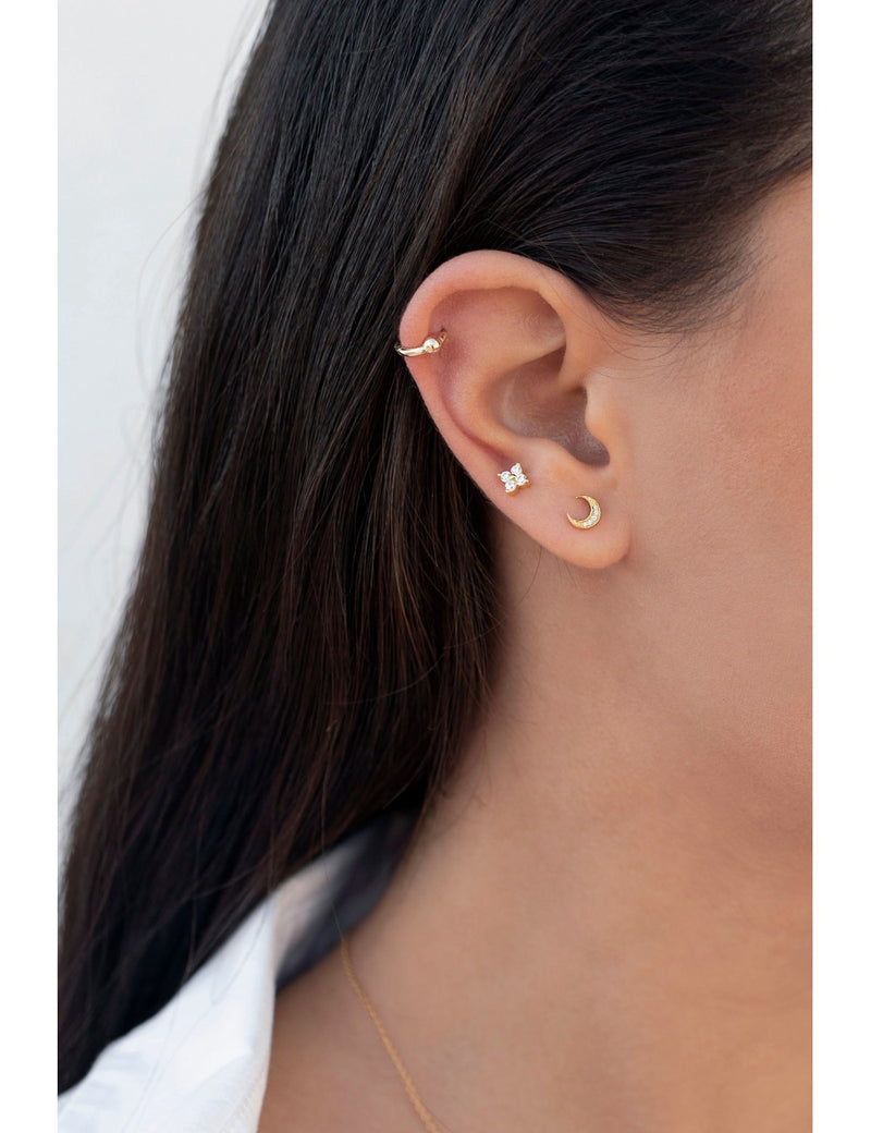 Pendientes stud en forma de luna - Tamaño mediano