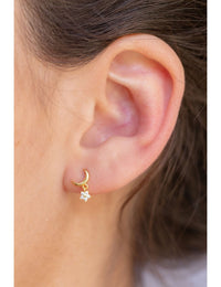 Halbmond-Ohrstecker mit Sternanhänger mit Zirkonia