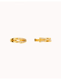 Pave CZ Criss Cross Hinged Conch Ear Cuff Earrings