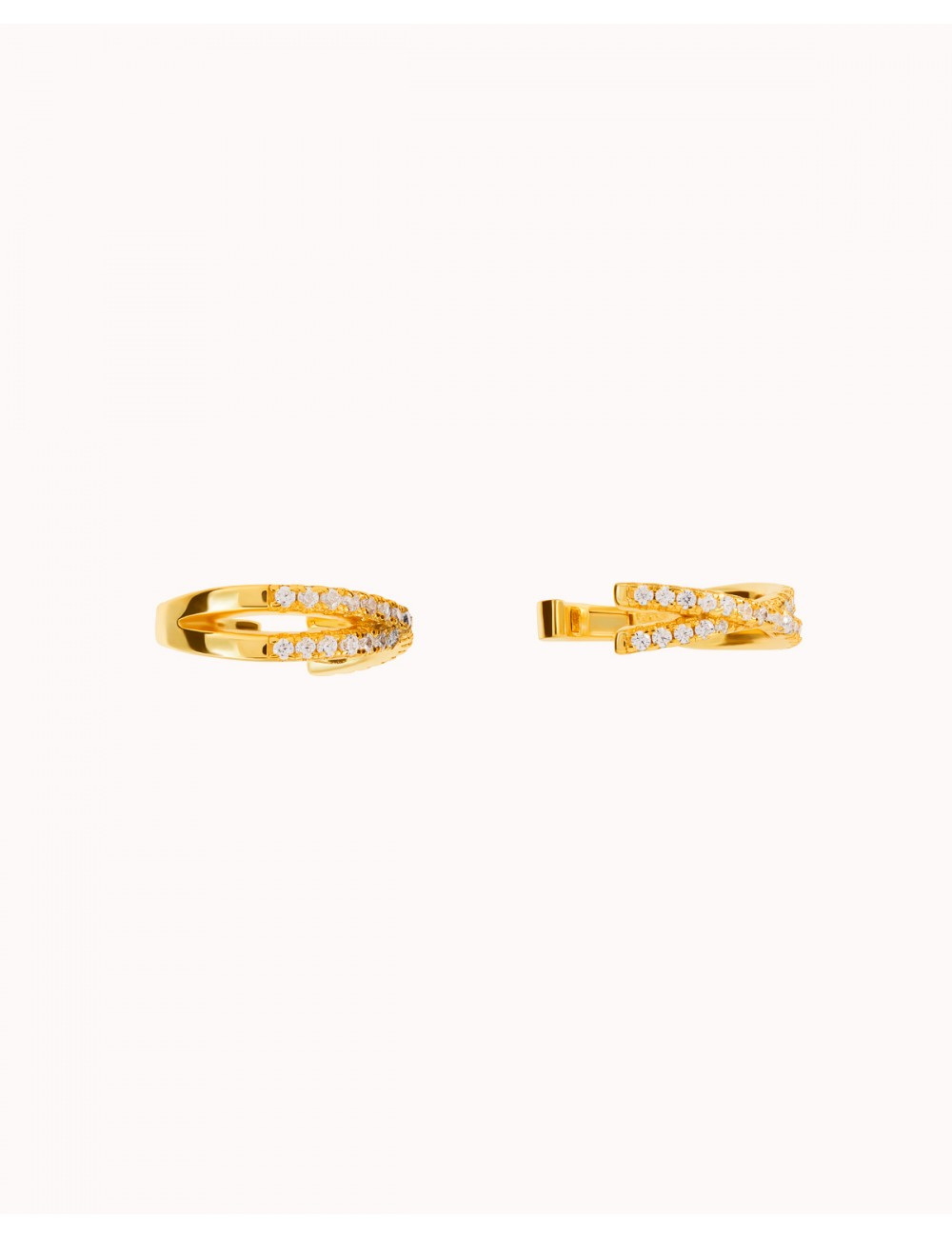 Pave CZ Criss Cross Hinged Conch Ear Cuff Earrings