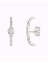 Cz Ear Lobe Cuff Stud Earrings