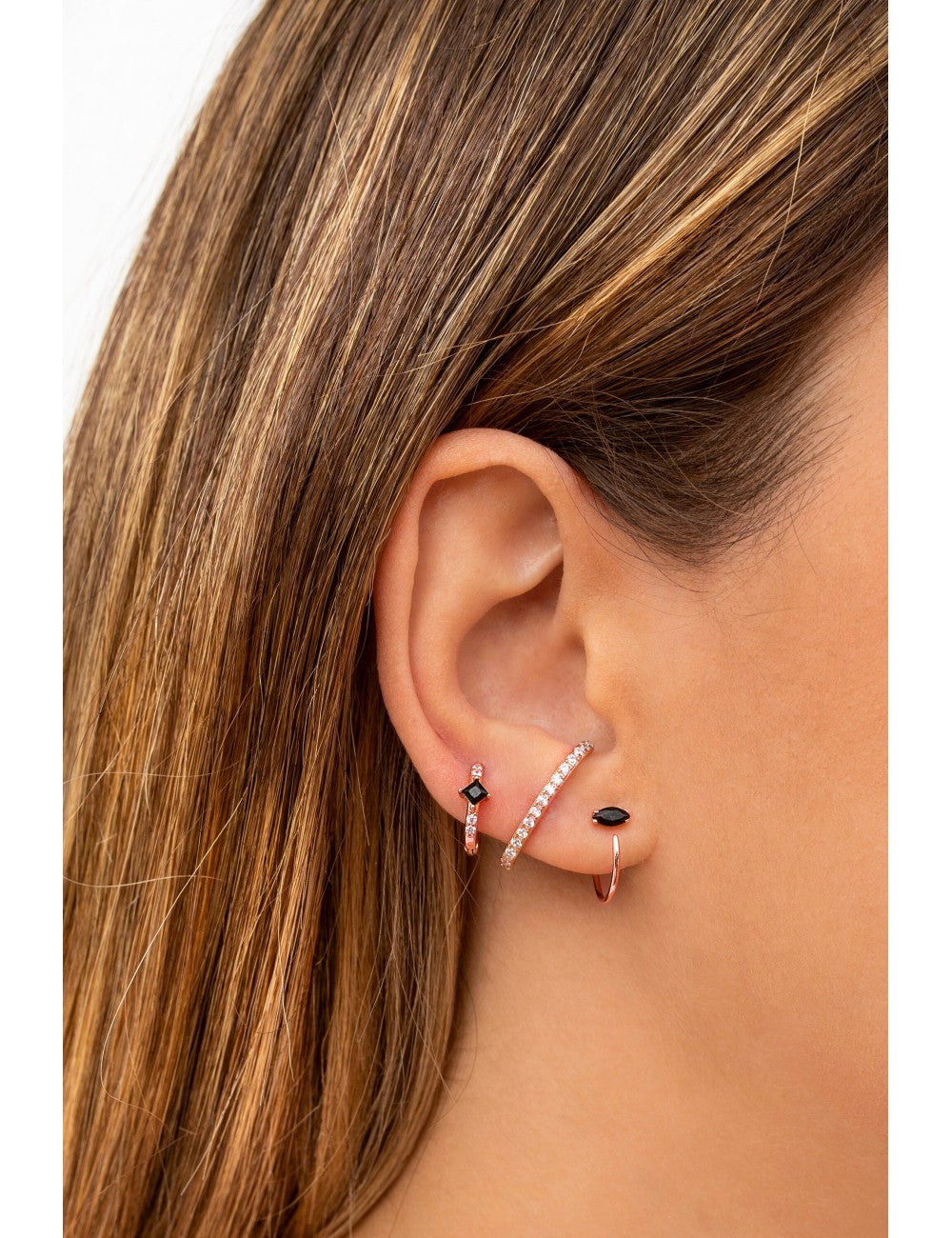 Cz Ear Lobe Cuff Stud Earrings