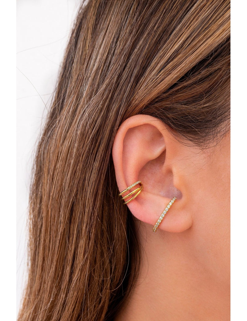 Cz Ear Lobe Cuff Stud Earrings