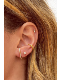 Cz Ear Lobe Cuff Stud Earrings
