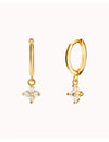 Dainty Flower Shaped Charm Huggie Hoop Earrings - Two sizes available