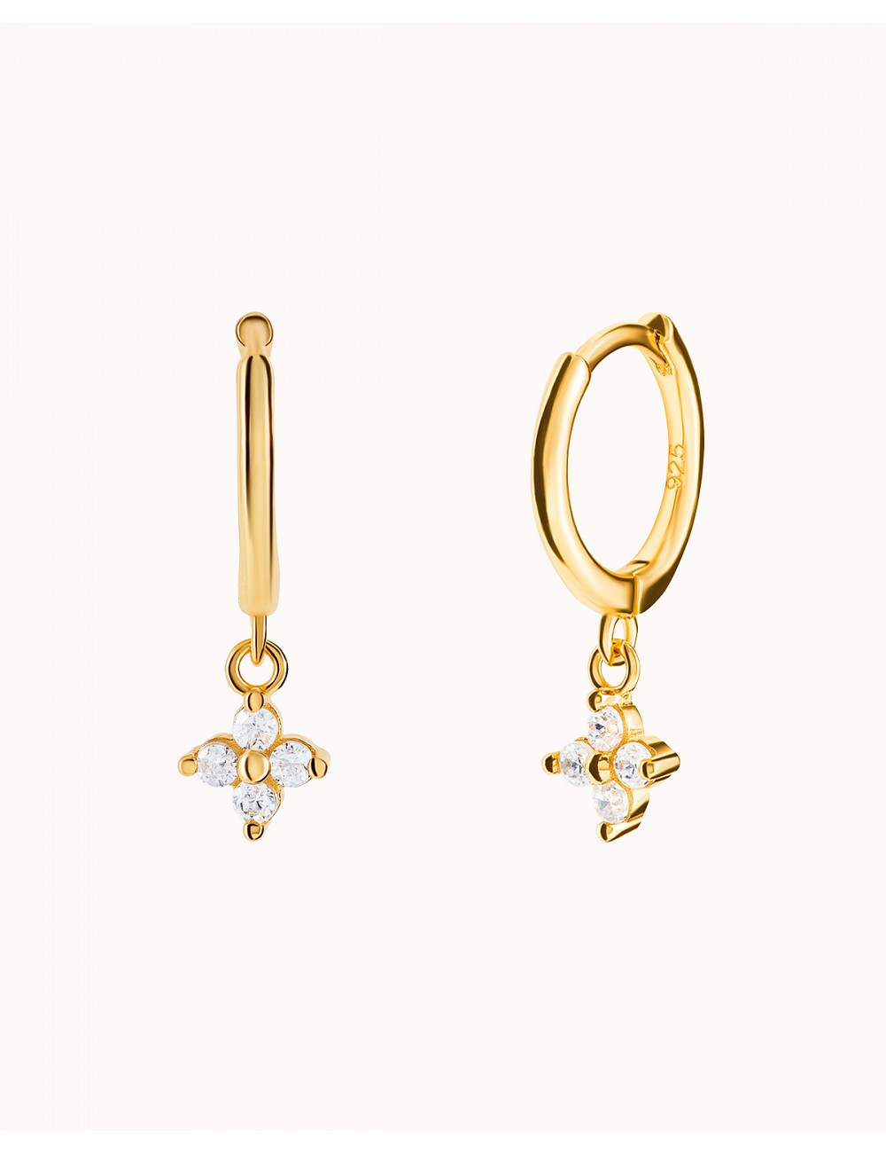 Dainty Flower Shaped Charm Huggie Hoop Earrings - Two sizes available