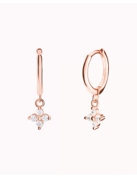 Dainty Flower Shaped Charm Huggie Hoop Earrings - Two sizes available