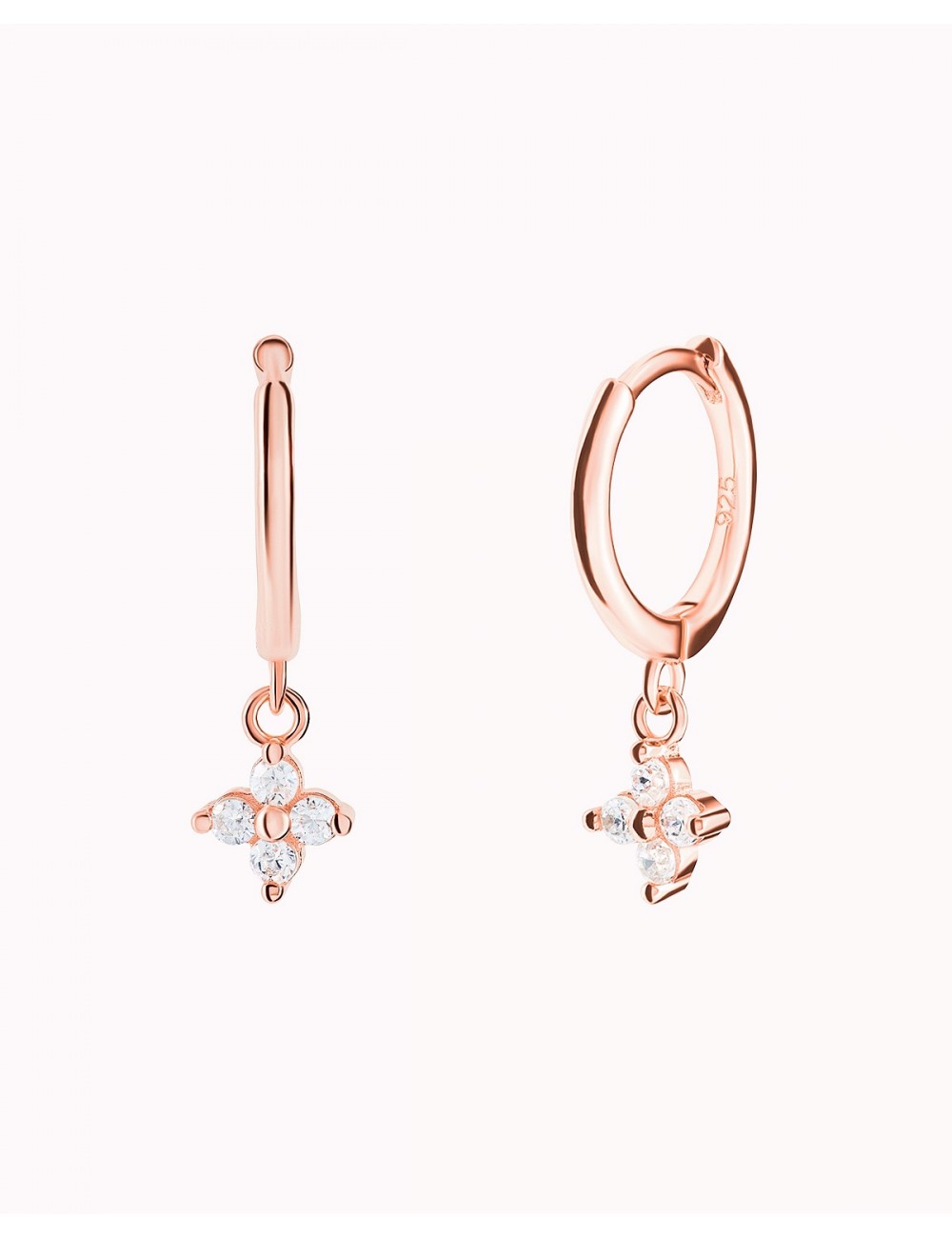 Dainty Flower Shaped Charm Huggie Hoop Earrings - Two sizes available