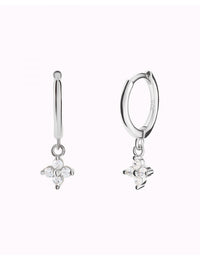 Dainty Flower Shaped Charm Huggie Hoop Earrings - Two sizes available