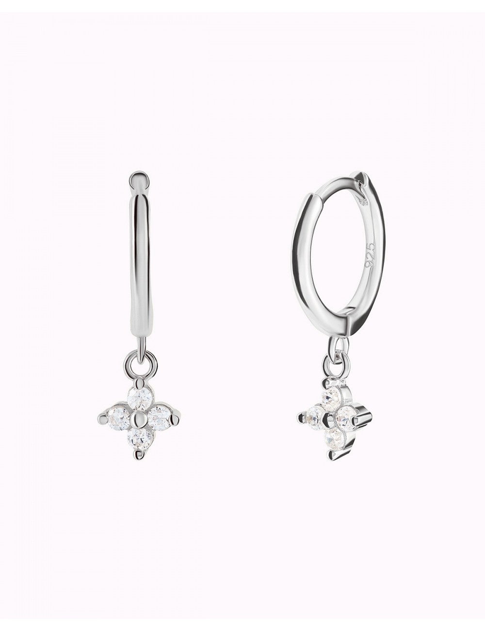 Dainty Flower Shaped Charm Huggie Hoop Earrings - Two sizes available