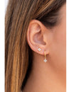 Dainty Flower Shaped Charm Huggie Hoop Earrings - Two sizes available