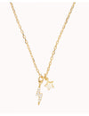CZ Lightning Bolt & Star Pendant Necklace