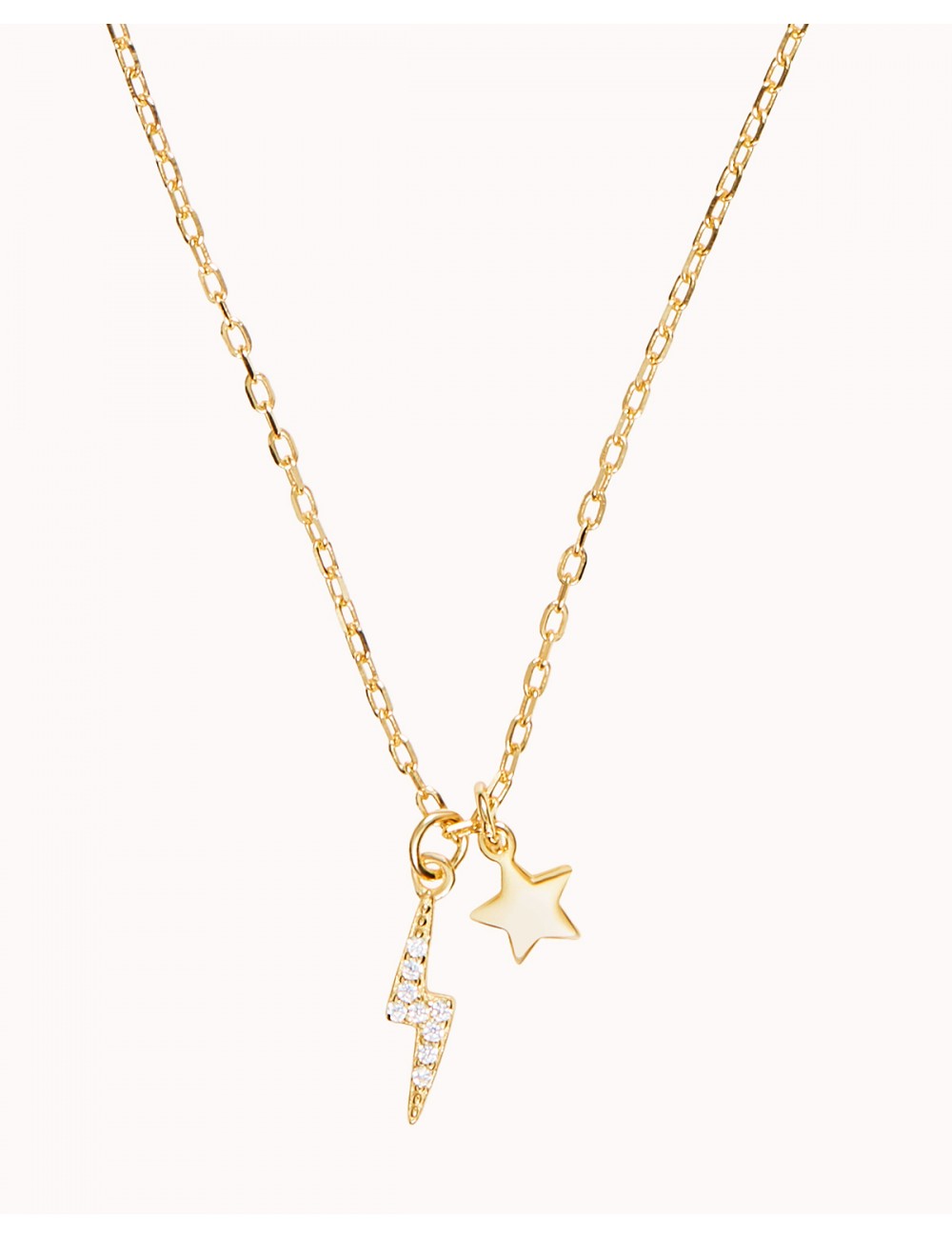 CZ Lightning Bolt & Star Pendant Necklace