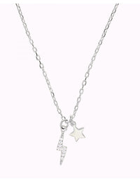 CZ Lightning Bolt & Star Pendant Necklace