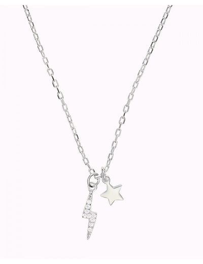 Halskette mit Blitzanhängern mit Zirkonen und Stern