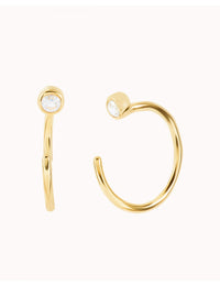 Tiny CZ Open Huggie Hoop Earrings - Ear hugger, Available in Black and White
