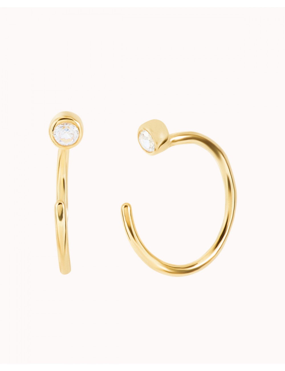 Tiny CZ Open Huggie Hoop Earrings - Ear hugger, Available in Black and White