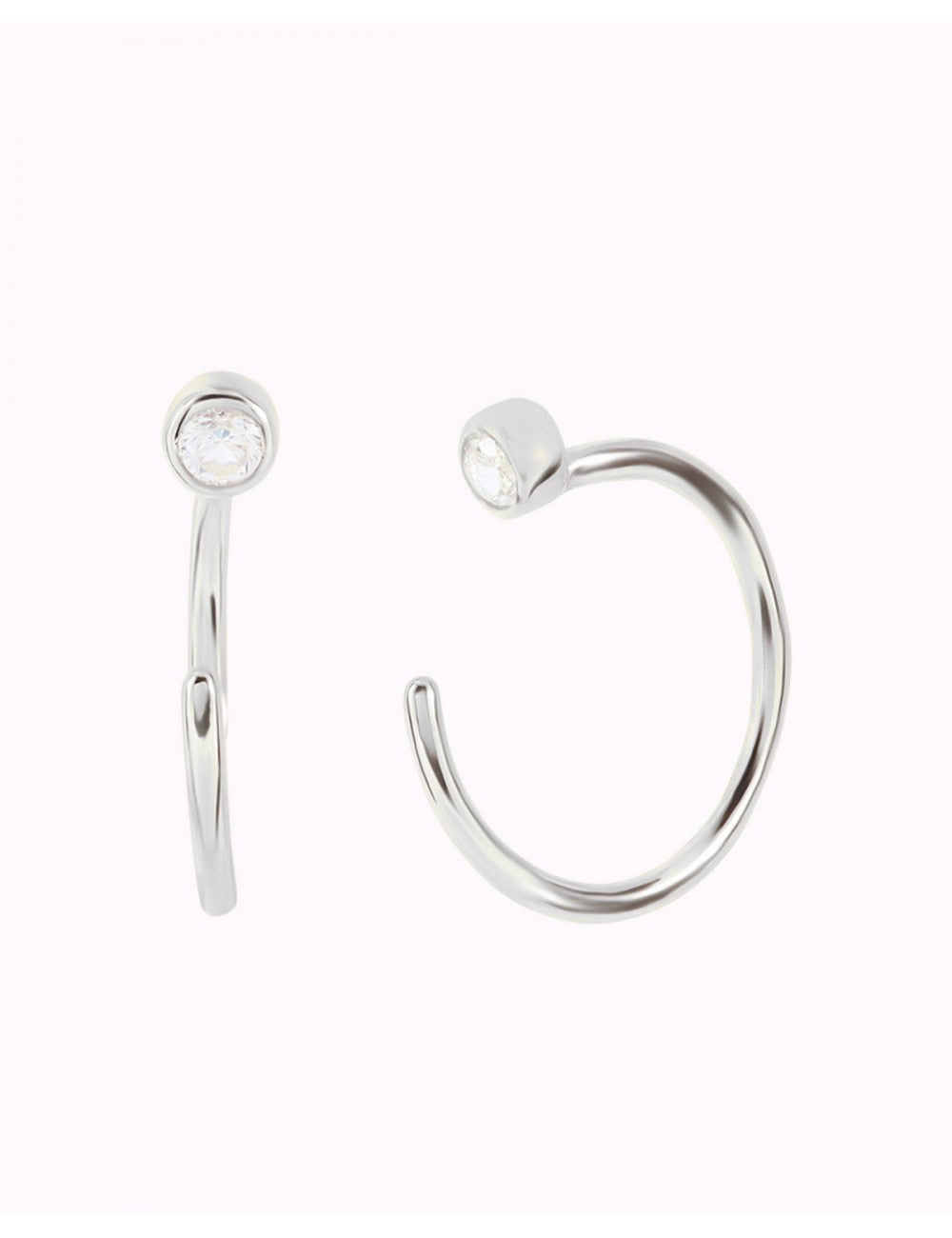Tiny CZ Open Huggie Hoop Earrings - Ear hugger, Available in Black and White