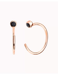 Tiny CZ Open Huggie Hoop Earrings - Ear hugger, Available in Black and White