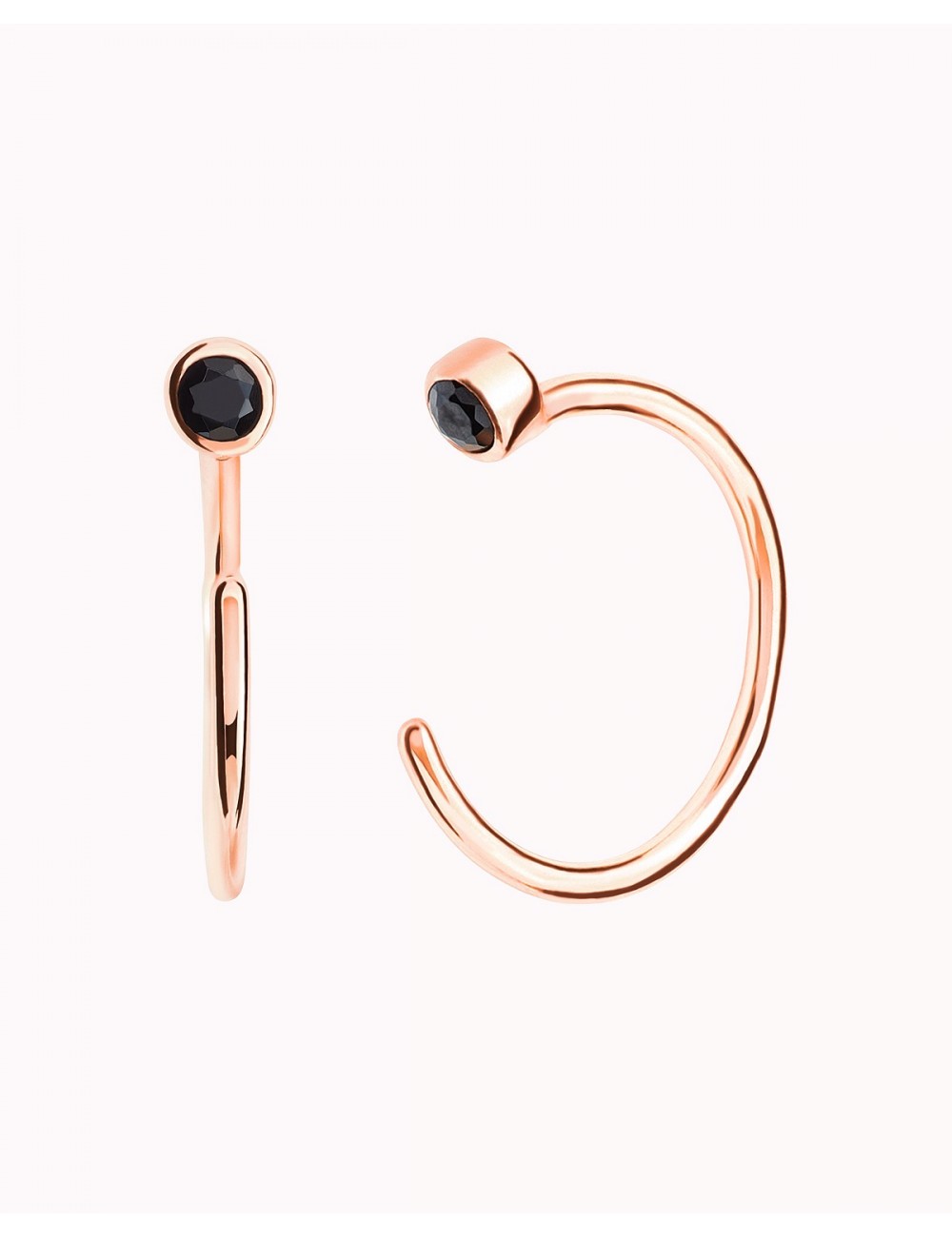 Tiny CZ Open Huggie Hoop Earrings - Ear hugger, Available in Black and White