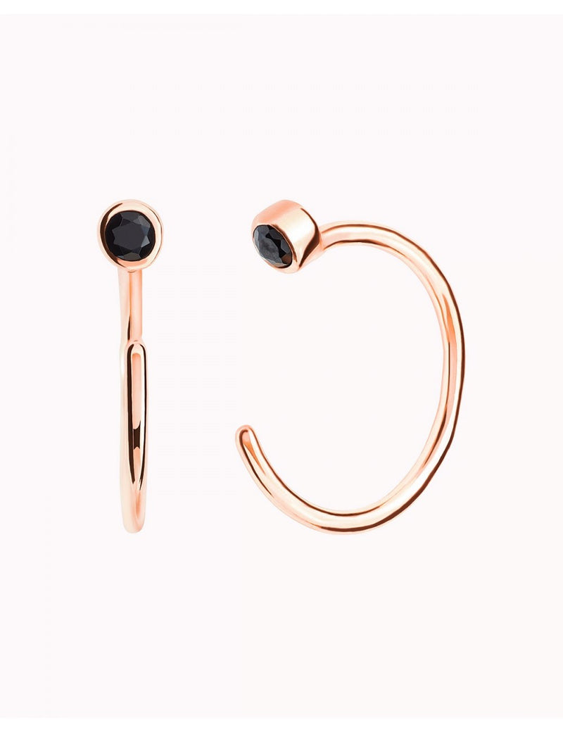 Tiny CZ Open Huggie Hoop Earrings - Ear hugger, Available in Black and White