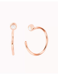 Tiny CZ Open Huggie Hoop Earrings - Ear hugger, Available in Black and White