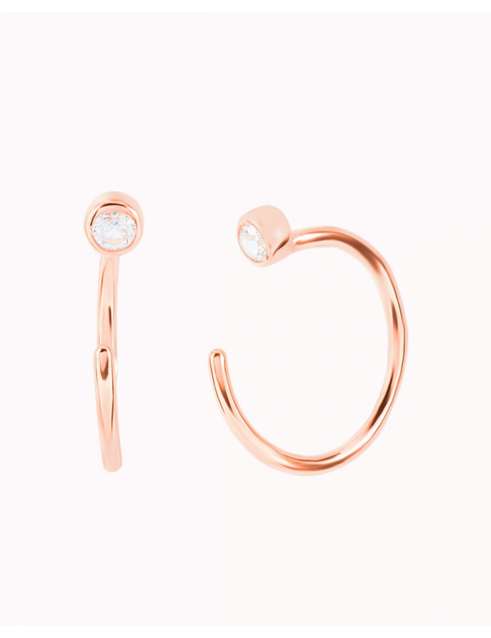 Tiny CZ Open Huggie Hoop Earrings - Ear hugger, Available in Black and White