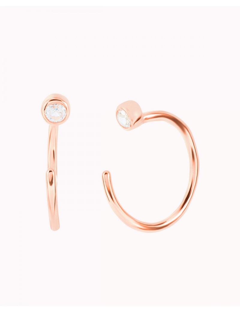 Tiny CZ Open Huggie Hoop Earrings - Ear hugger, Available in Black and White