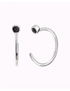 Tiny CZ Open Huggie Hoop Earrings - Ear hugger, Available in Black and White