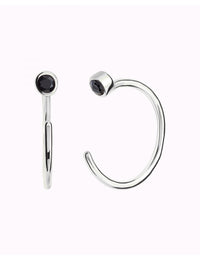 Tiny CZ Open Huggie Hoop Earrings - Ear hugger, Available in Black and White
