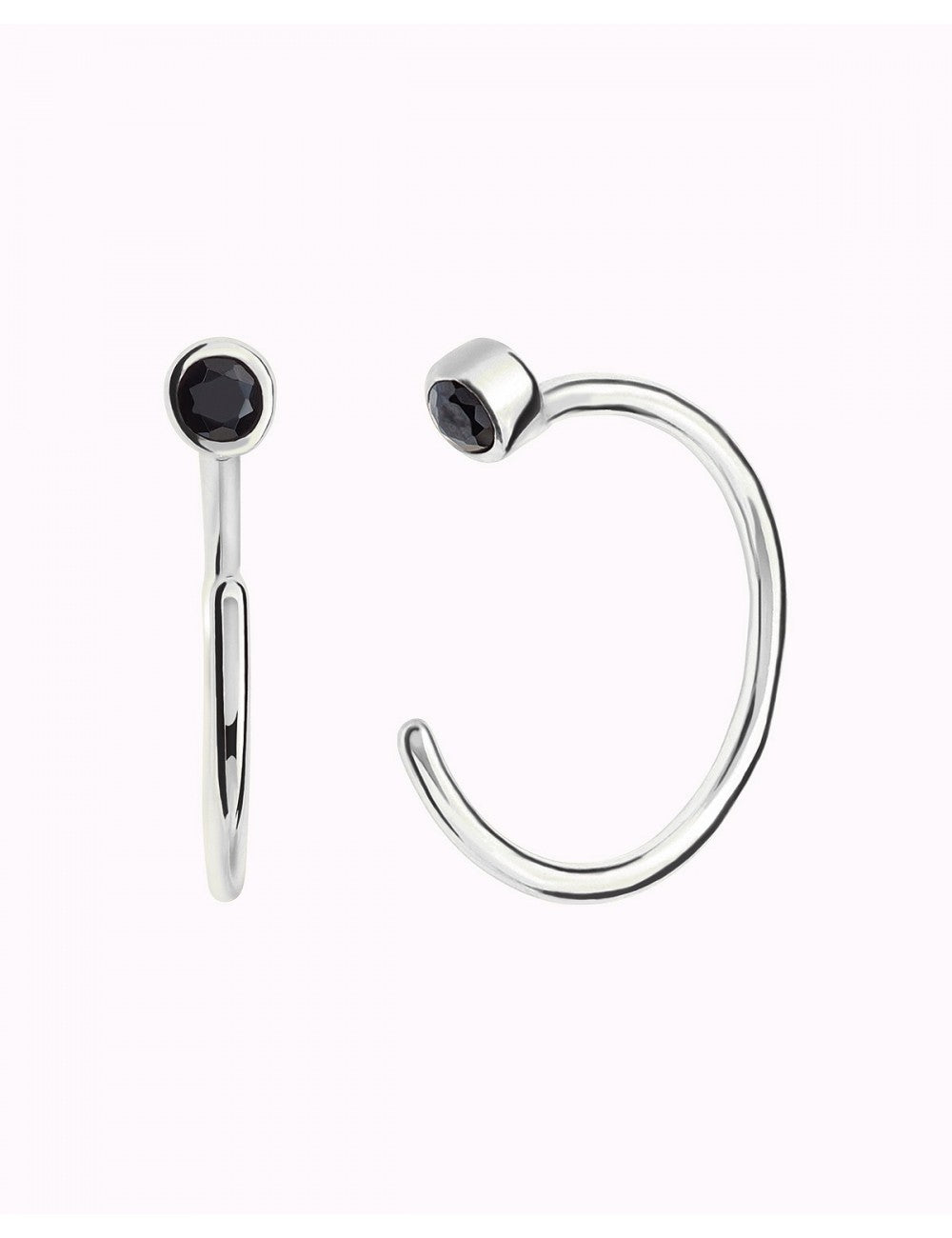 Tiny CZ Open Huggie Hoop Earrings - Ear hugger, Available in Black and White