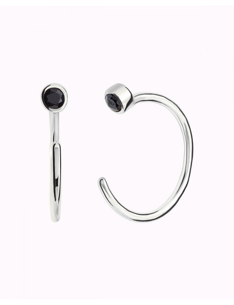 Tiny CZ Open Huggie Hoop Earrings - Ear hugger, Available in Black and White