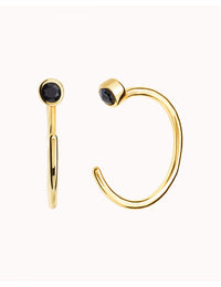 Tiny CZ Open Huggie Hoop Earrings - Ear hugger, Available in Black and White