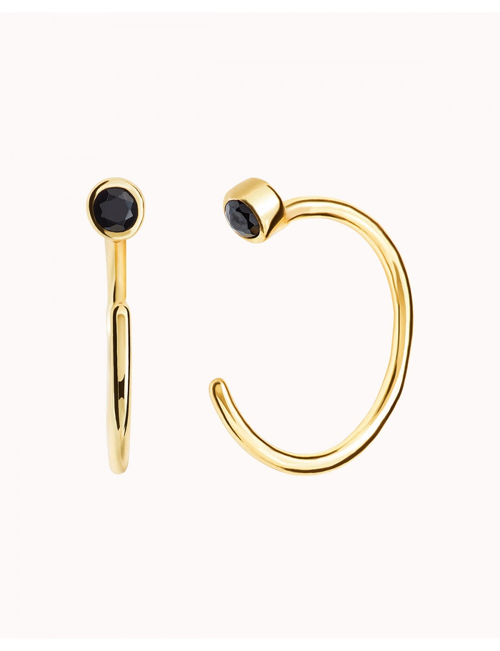 Tiny CZ Open Huggie Hoop Earrings - Ear hugger, Available in Black and White