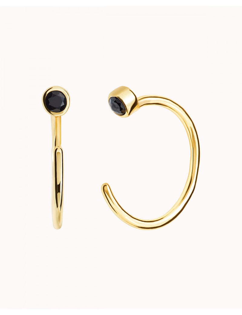 Tiny CZ Open Huggie Hoop Earrings - Ear hugger, Available in Black and White
