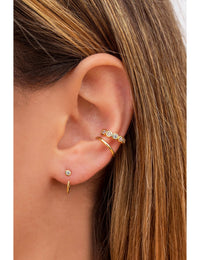 Tiny CZ Open Huggie Hoop Earrings - Ear hugger, Available in Black and White