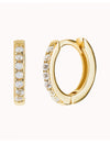 CZ Second Hole Huggie Hoop Earrings - Two Sizes Available