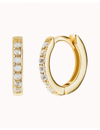 CZ Second Hole Huggie Hoop Earrings - Two Sizes Available