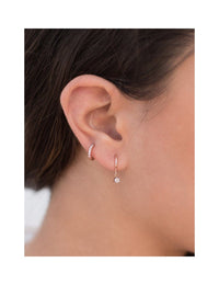 CZ Second Hole Huggie Hoop Earrings - Two Sizes Available