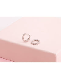CZ Second Hole Huggie Hoop Earrings - Two Sizes Available