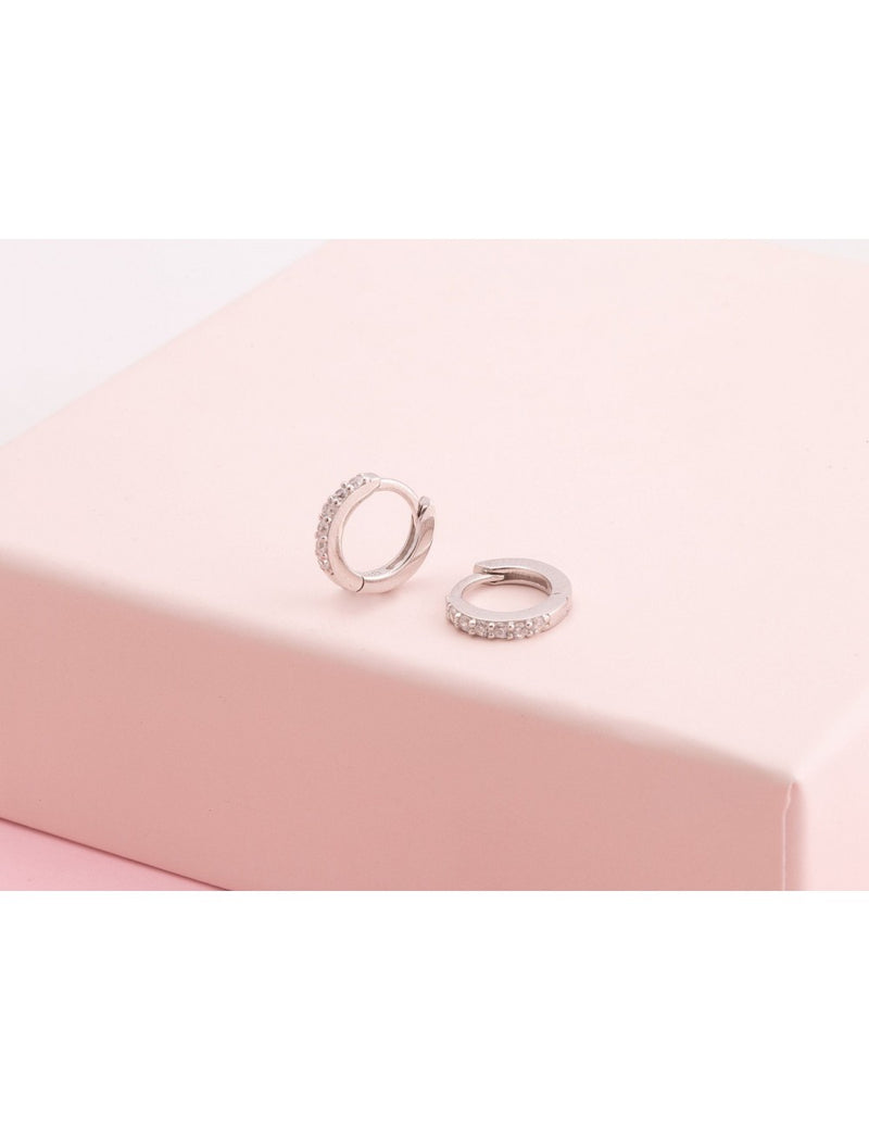 CZ Second Hole Huggie Hoop Earrings - Two Sizes Available