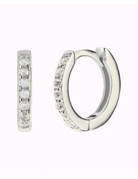 CZ Second Hole Huggie Hoop Earrings - Two Sizes Available