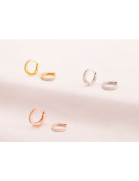 CZ Second Hole Huggie Hoop Earrings - Two Sizes Available
