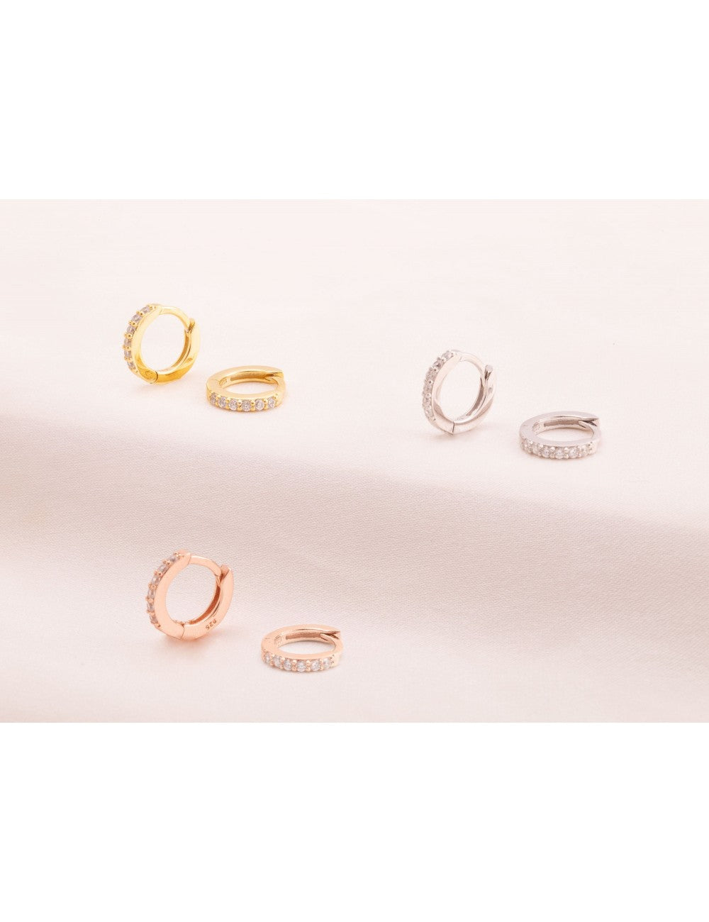 CZ Second Hole Huggie Hoop Earrings - Two Sizes Available